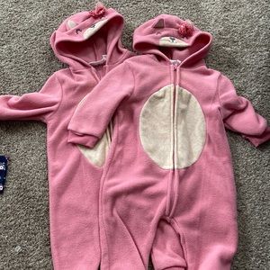 Adorable Fleece Pink One Piece - set of 2!